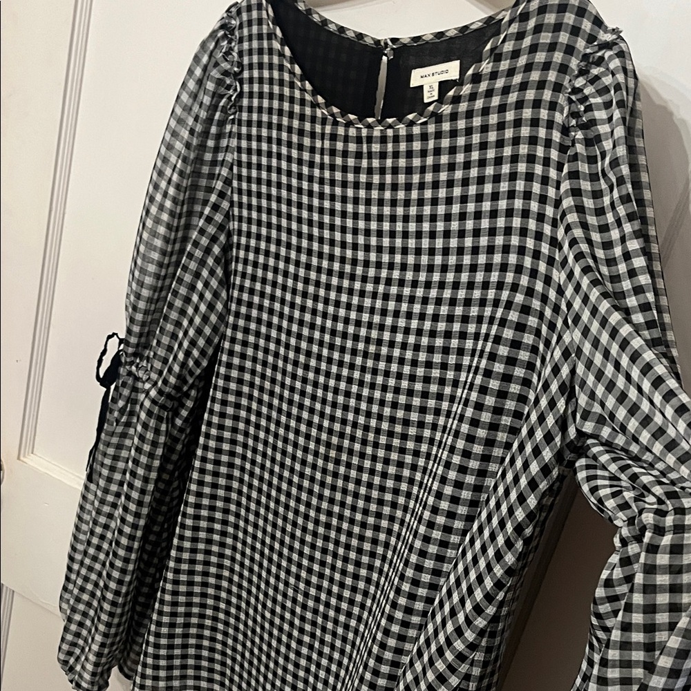 Max Studio Gingham Black and White Blouse